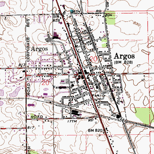 Topographic Map of Argos Community Ambulance Service, IN