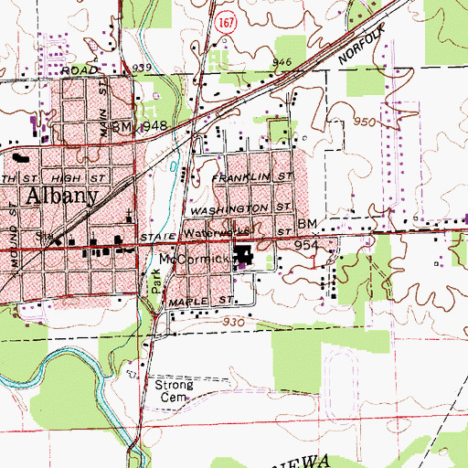 Topographic Map of Albany Emergency Medical Services, IN