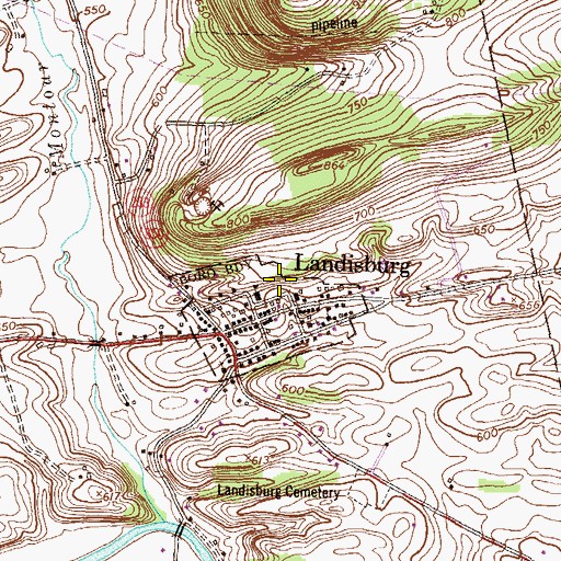 Topographic Map of Landisburg Ambulance Association, PA