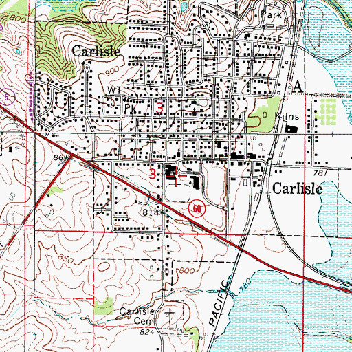 Topographic Map of Carlisle Elementary School, IA