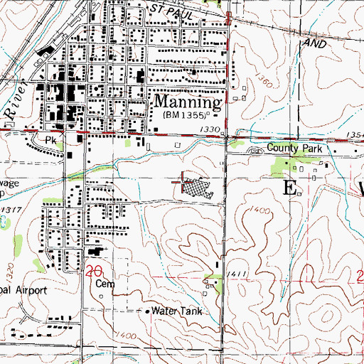 Topographic Map of IKM - Manning High School, IA