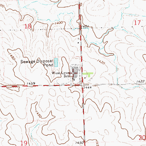 Topographic Map of West Lyon High School, IA