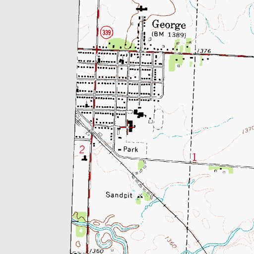 Topographic Map of George Elementary School, IA