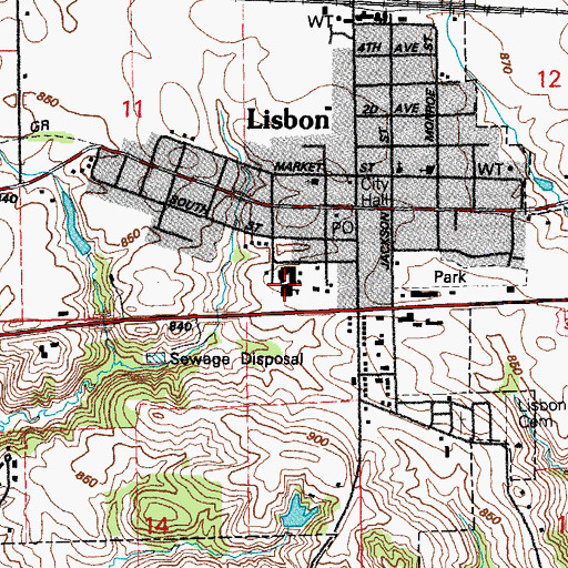 Topographic Map of Lisbon Middle School, IA
