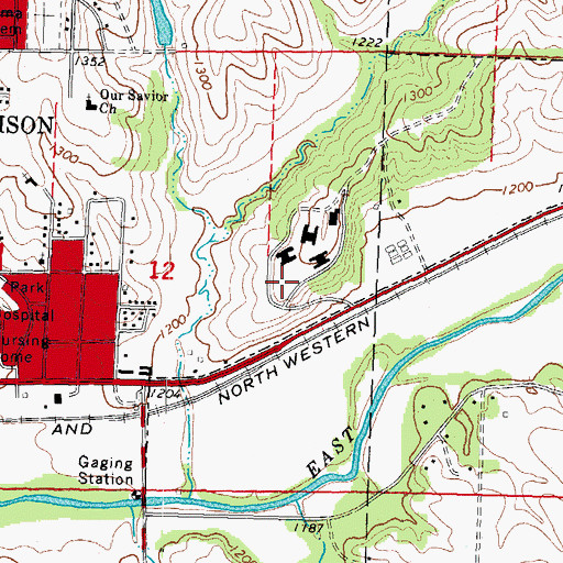 Topographic Map of Denison Alternative High School, IA