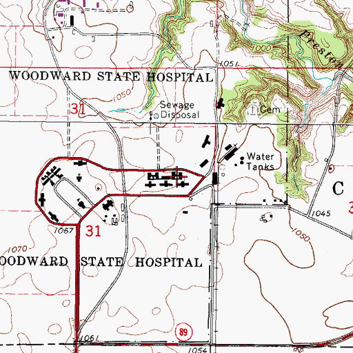 Topographic Map of Woodward - Granger Grandwood Special Education Center, IA