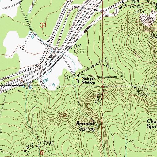 Topographic Map of Camp Clover Ranger Station, AZ