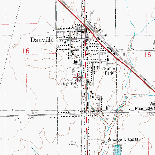 Topographic Map of Danville Junior/ Senior High School, IA