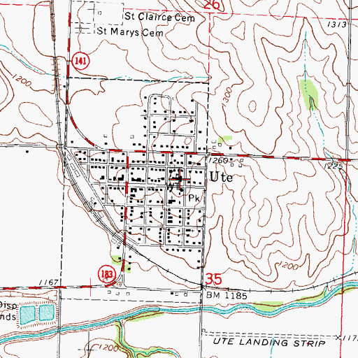 Topographic Map of Charter Oak - Ute Elementary School, IA