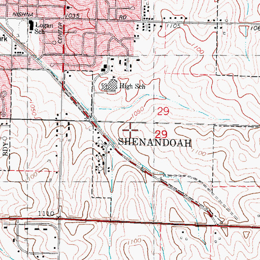 Topographic Map of Shenandoah Elementary School, IA