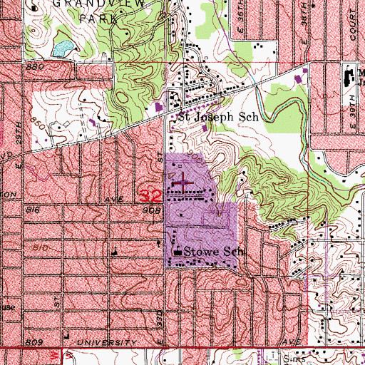 Topographic Map of Grandview Park Baptist School, IA