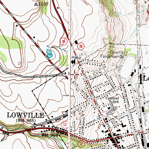 Topographic Map of Lewis County Search and Rescue Ambulance Service, NY