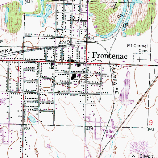 Topographic Map of Frontenac Junior High School, KS