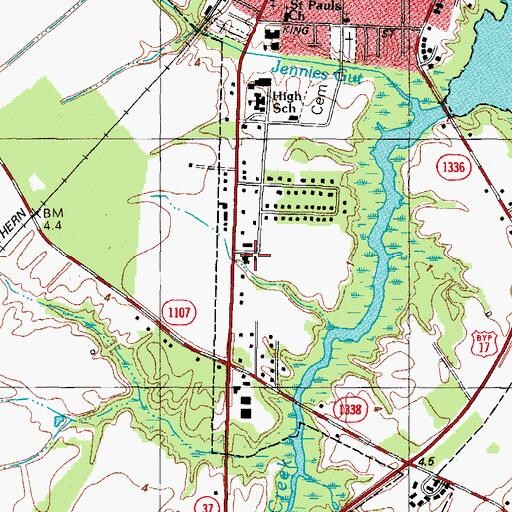 Topographic Map of Perquimans County Rescue and Emergency Medical Services, NC