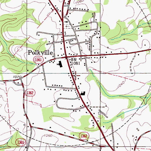 Topographic Map of Cleveland County Emergency Medical Services Station 13, NC