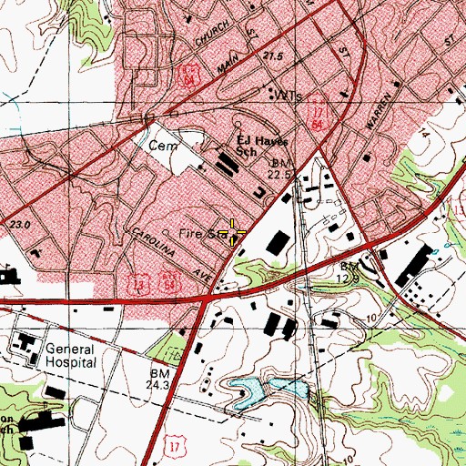 Topographic Map of Williamston Rescue Squad, NC