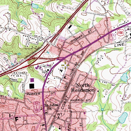 Topographic Map of Vance County Rescue Squad, NC