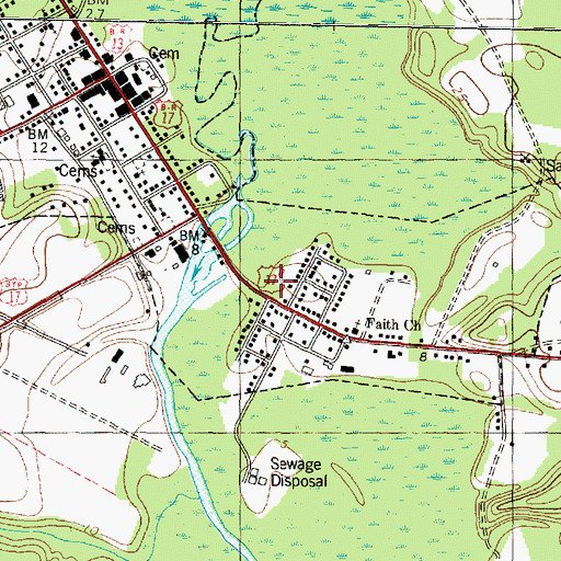 Topographic Map of Bertie Ambulance Service, NC