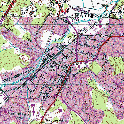 Topographic Map of Haywood County Rescue Squad, NC