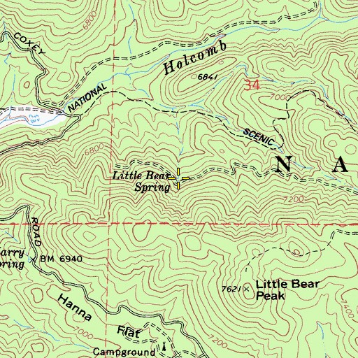Topographic Map of Little Bear Spring, CA