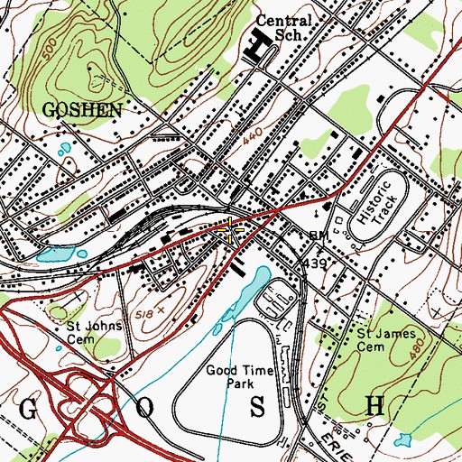 Topographic Map of Goshen Volunteer Ambulance Corps, NY