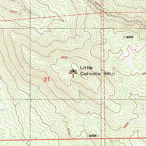 Topographic Map of Little Cahuilla Mountain, CA