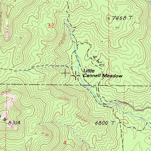 Topographic Map of Little Cannell Meadow, CA