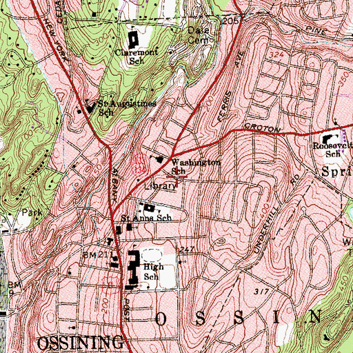 Topographic Map of Ossining Volunteer Ambulance Corps, NY