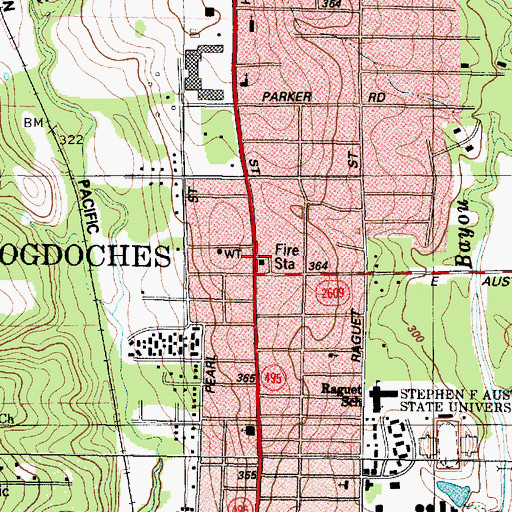 Topographic Map of Nacogdoches County Emergency Medical Service, TX