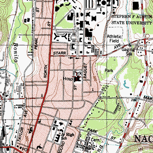 Topographic Map of Nacogdoches County Emergency Medical Service, TX