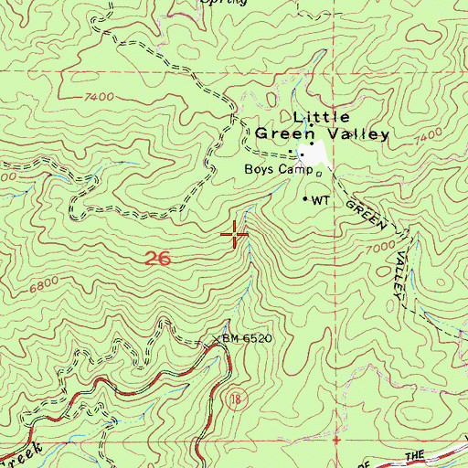 Topographic Map of Little Green Valley, CA