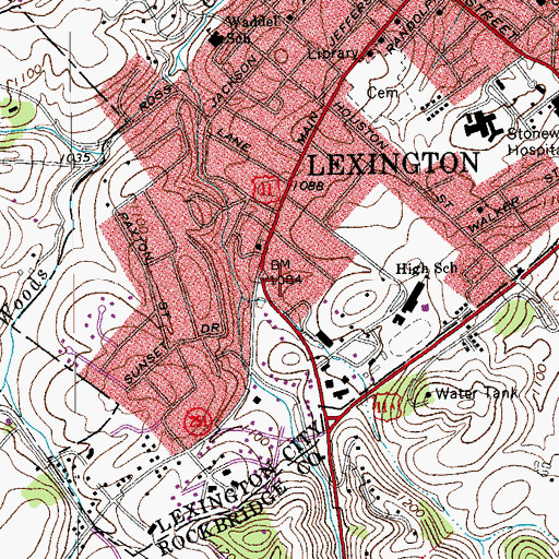 Topographic Map of Lexington Volunteer Fire Department Company 9, VA