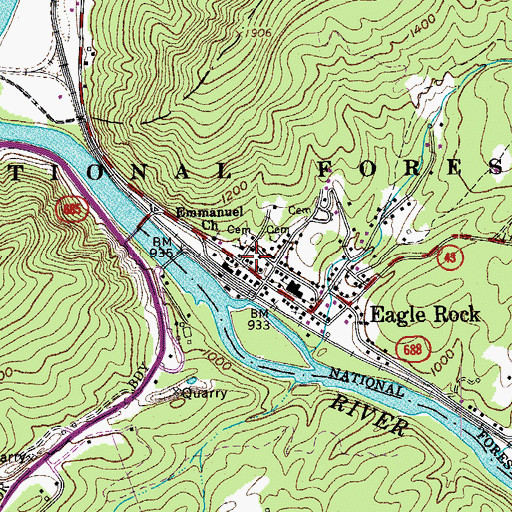 Topographic Map of Eagle Rock Volunteer Rescue Squad Headquarters, VA