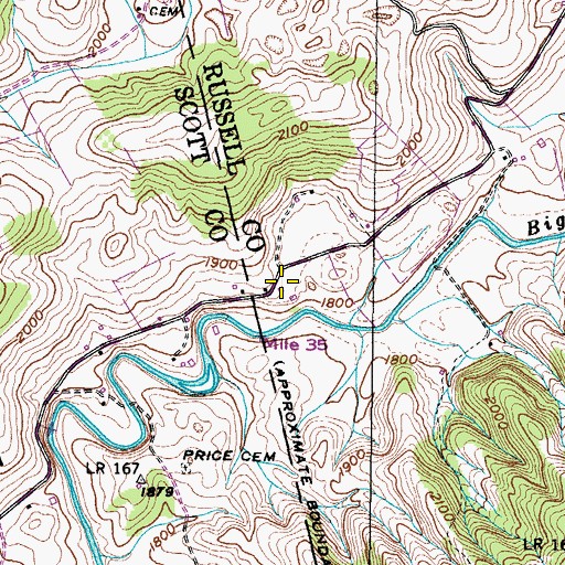 Topographic Map of Copper Creek - Moccasin Volunteer Fire Department Station 2, VA