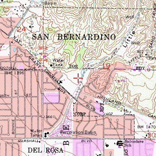 Victoria Gardens Shopping Center Topo Map CA, San Bernardino