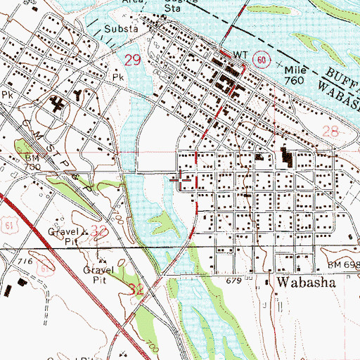 Topographic Map of Wabasha Ambulance Service, MN