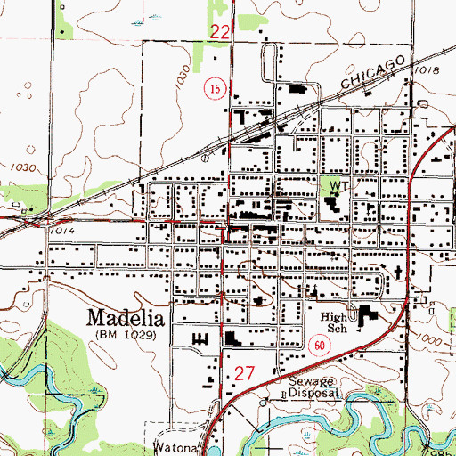 Topographic Map of Madelia Community Ambulance Service, MN