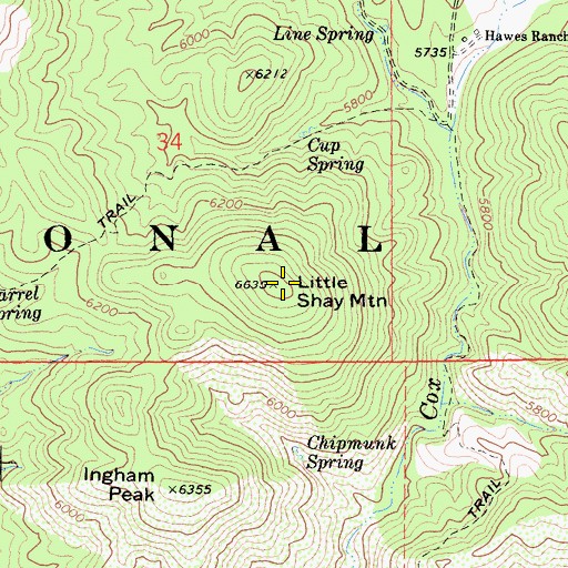 Topographic Map of Little Shay Mountain, CA