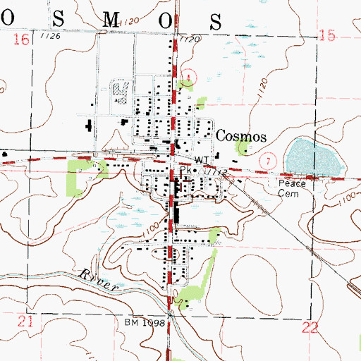 Topographic Map of Cosmos Ambulance Service, MN