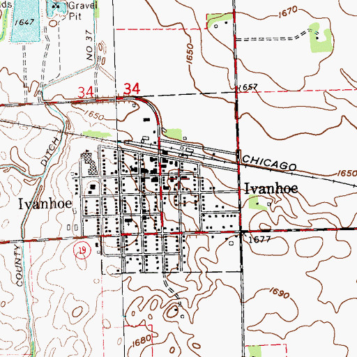 Topographic Map of Ivanhoe Ambulance, MN