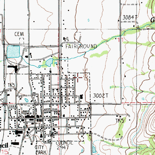 Topographic Map of Adams County Health Center, ID