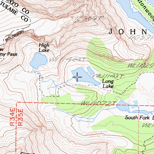 Topographic Map of Long Lake, CA