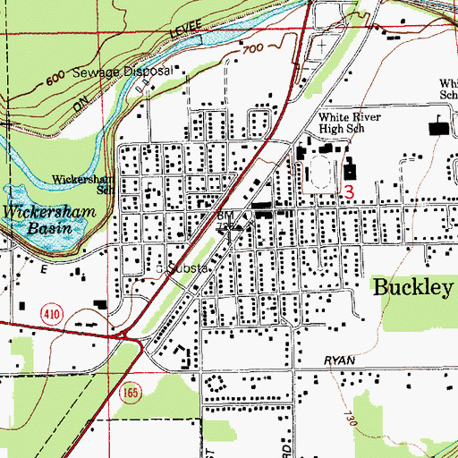 Topographic Map of Buckley Police Department, WA