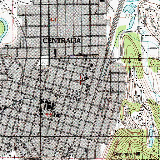 Topographic Map of Centralia Police Department, WA