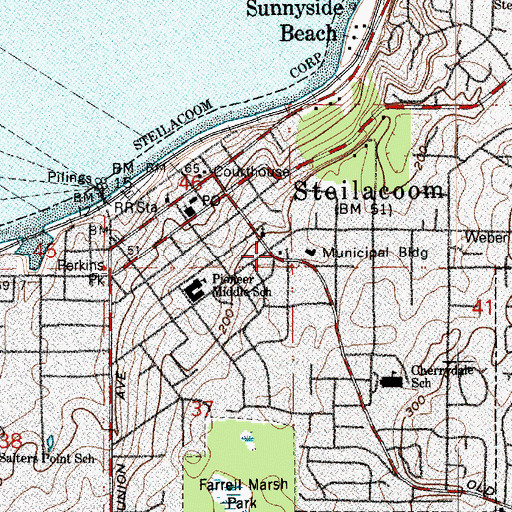 Topographic Map of Steilacoom Police Department, WA