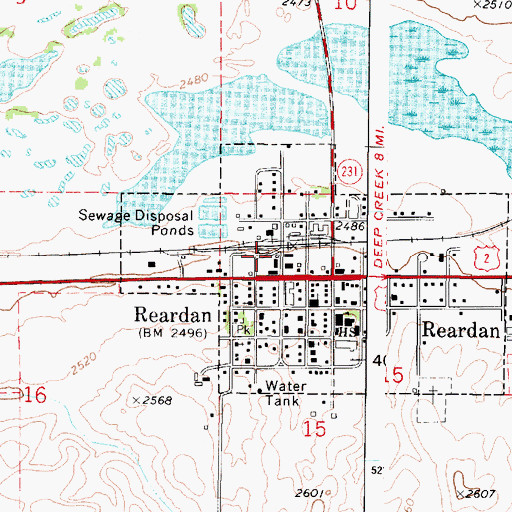 Topographic Map of Reardan Police Department, WA