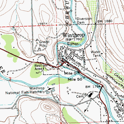 Topographic Map of Winthrop Police Department, WA