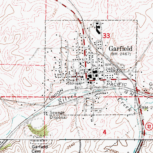 Topographic Map of Garfield Police Department, WA