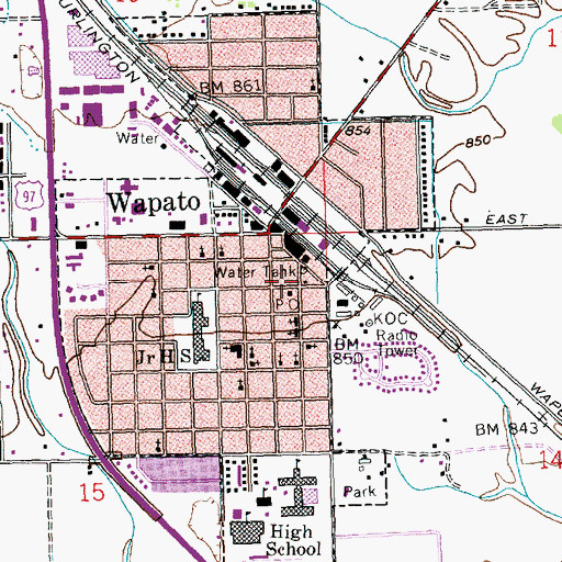 Topographic Map of Wapato Police Department, WA