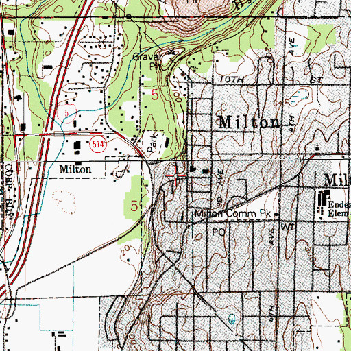 Topographic Map of Milton Police Department, WA